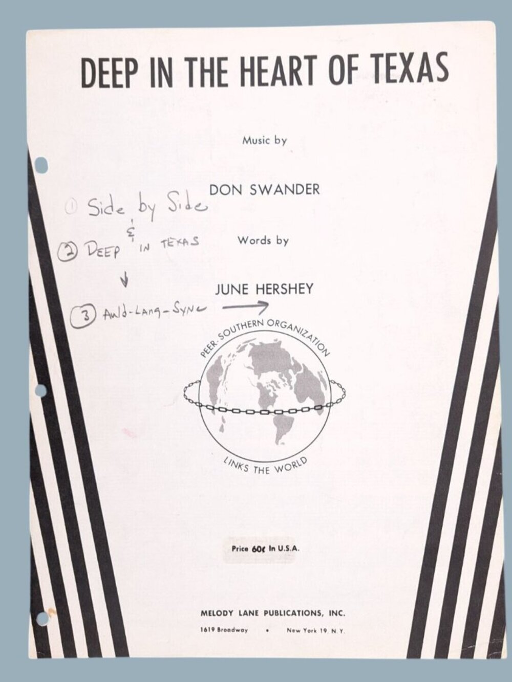 Vintage Deep In The Heart Of Texas Sheet Music 1941 Don Swander June Hershey